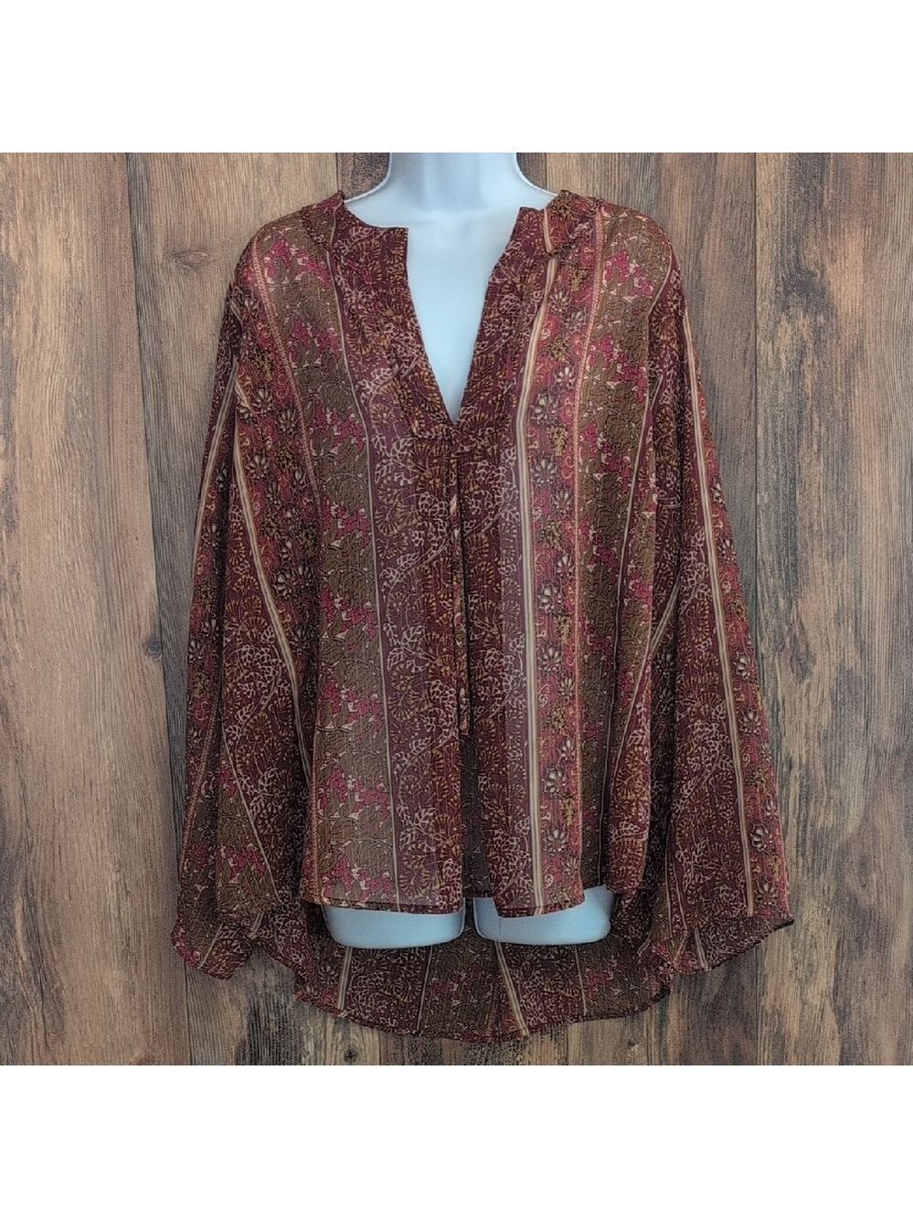 Lane Bryant Brown Floral Plus Size Blouse 26/28 c132